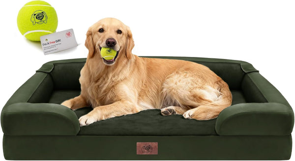 Waterproof Orthopedic Dog Bed for Extra Large Sized Dogs | Memory Foam Pet Bed Sofa with Bolster, Dog Couch with Washable Cover & Non-Slip Bottom, 42X30 Inch, Grey43