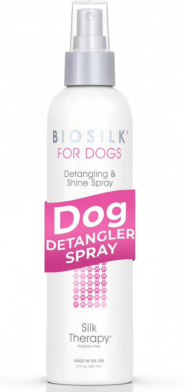 Biosilk for Dogs Silk Therapy Detangling and Shine Protecting Spray, Ph Balanced Leave-In Mist with Silk and Vitamins for Dematting, Paraben-Free, All Coats and Breeds, 8 Fl Oz | Ph-Balanced, Paraben-Free Leave-In Mist with Silk and Vitamins; Dematting Spray for All Coats and Breeds1