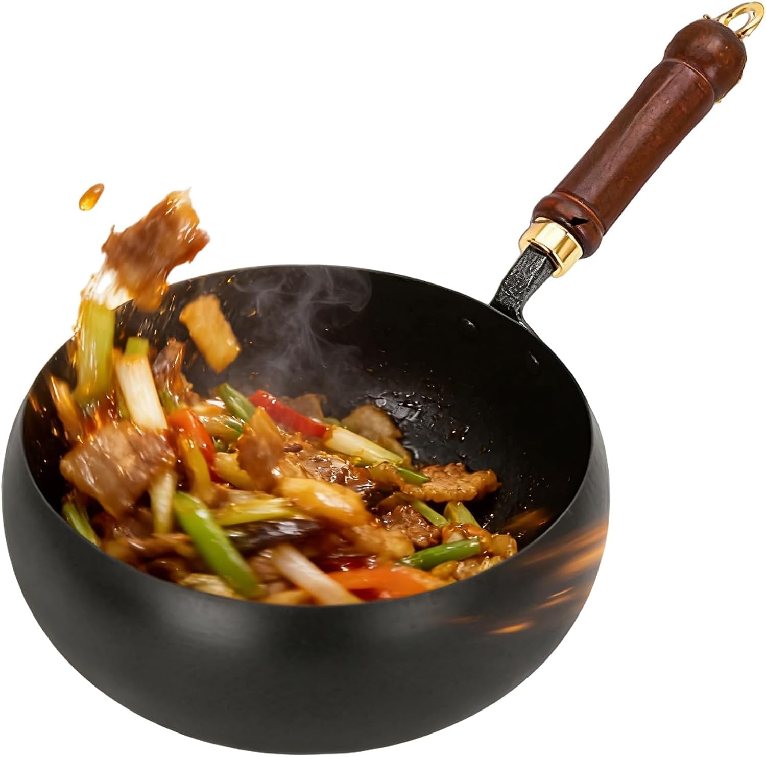2026-new-japanese-cast-iron-cookware-japanese-cast-iron-pot-hand-forged-non-stick-uncoated-iron-pan-wok-with-lid-woks-stir-fry-pans-for-gas-and-induction-stoves-hammer-11in