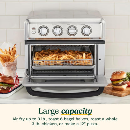 Air Fryer Toaster Oven, 1800W, 8-In-1 with Air Fry, Convection, Broil & Warm, 0.6 Cubic Feet, 60-Minute Timer, TOA-70NAS, Stainless Steel | 1800W Power, 0.6 Cu. Ft. Capacity, Convection, Broil and Warm Modes, 60-Minute Timer3