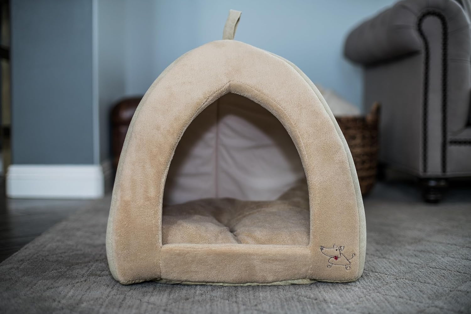 best-pet-supplies-cat-bed-for-indoor-cat-domed-tent-house-with-removable-pillow-covered-cat-cave-for-small-dog-puppies-and-all-breeds-of-cats-tan-19-x-19-x-h-19