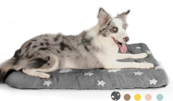 Mora Pets Cat Bed for Indoor Cats Washable Dog Crate Pad Cute Star Dog Bed Mat for Small Dogs Pet Kennel Pad for Cage Soft Flat Puppy Kitten Cushion Sleeping Anti-Slip Grey 22 X 1322