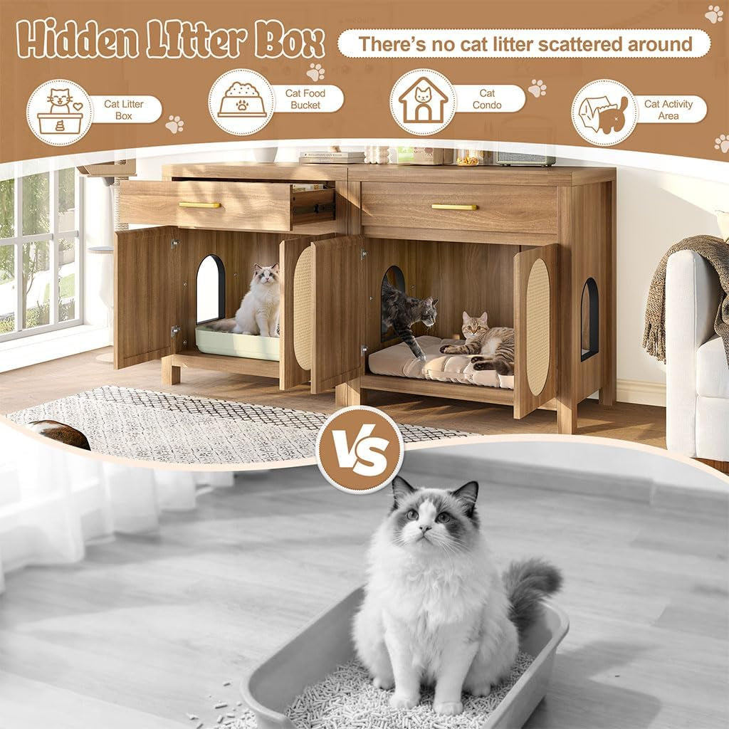 cat-litter-box-enclosure-furniture-hidden-litter-box-cabinet-cat-house-side-table-with-drawer-sisal-scratch-pads-wooden-pet-furniture-for-living-room-bedroom-brown