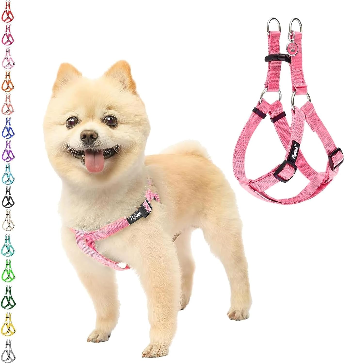 pupteck-no-pull-dog-harness-soft-adjustable-basic-nylon-step-in-puppy-vest-outdoor-walking-with-id-tag