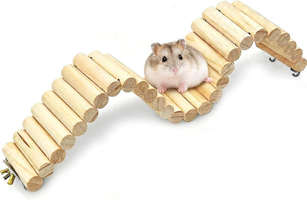 Hamiledyi Hamster Suspension Bridge 21.7 X 2.8 Inch Rat Long Bendy Bridge Wooden Climbing Ladder Cage Accessories for Syrian Hamster Gerbil Mouse Rat10