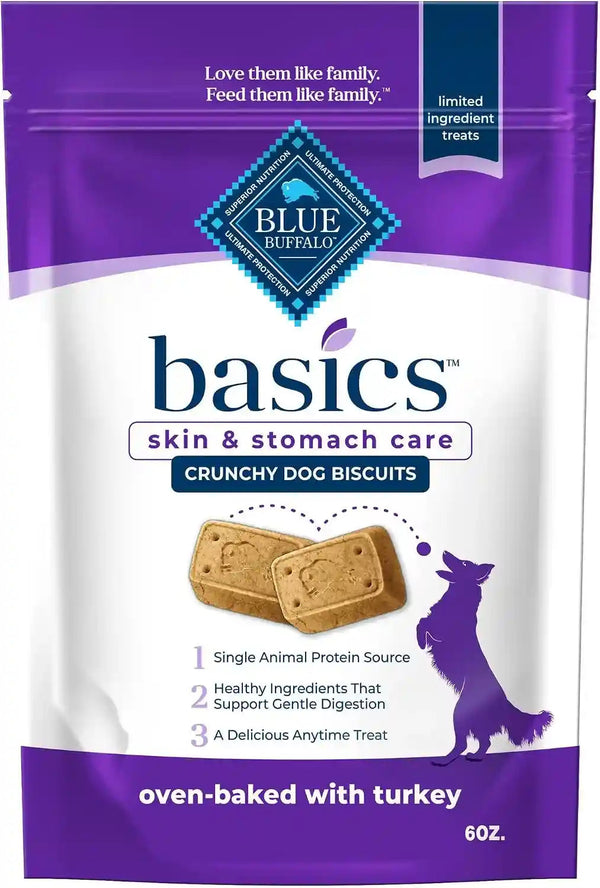 Blue Buffalo Basics Crunchy Dog Biscuits for Skin & Stomach Care, Limited Ingredient Diet Dog Treats, Salmon & Potato Recipe, 6-Oz. Bag16