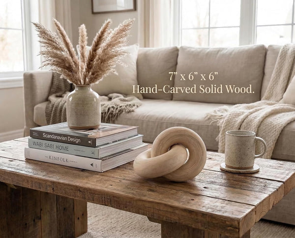 Coffee Table Decor Bookshelf Decor Accents Wood Knot Decor Chain Link | Home Decor Console Table Decorative Items Living Room Decorative Objects Beige for Coffee Table Books and Shelves2