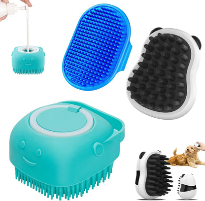 Comotech 3-In-1 Dog Grooming Brush | Adjustable Handle Shampoo Brush & Scrubber for Short & Long Haired Dogs & Cats (Blue Blue White)1