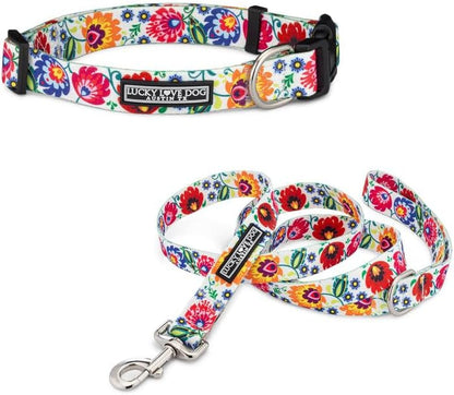 Lucky Love Dog - Easy Click Buckle Dog Collar with Leash Set Combo, Durable & Comfortable for Male & Female Dogs, Pet Collar for Medium Dogs, Secure Fit - Blackbird Combo, Medium35
