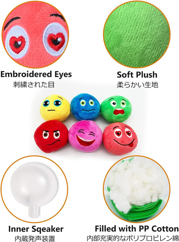 SCHITEC Squeaky Dog Toys, [6 Pack] Soft Stuffed Plush Balls with Squeakers, Interactive Fetch Play for Puppy Small Pets6