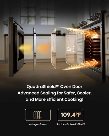 RES30552 Stainless Steel 30" Slide-In Electric Range with True Convection and Air Fry, 5-Burner Stove, 5.7 Cu. Ft. Oven, Self-Cleaning Mode, Freshbake Feature, and Easy-Touch Controls4