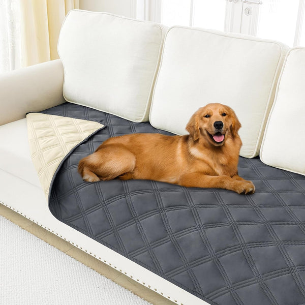 Smiry Waterproof Dog Bed Cover, Reversible Pet Blanket for Sofa Couch | Soft Washable Dog Blanket, Leakproof Couch Cover for Dogs Cats & Furniture Protection, 52X82, Grey/Dark Grey48