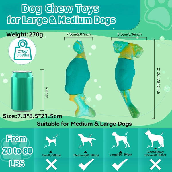 BIKIISEN Dog Toys for Aggressive Chewers, Interactive Dog Chew Toys for Large Dogs, Squeaky Chew Toys to Keep Them Busy, Tough Toys for Medium/Large Breed (Green)2