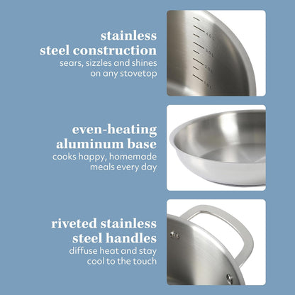 Sur La Table Kitchen Essentials Chef'S Deck 10 Piece Stainless Steel Non Toxic Pots and Pans Kitchen Cookware Set W/Triply Encapsulated Base - Induction Safe5