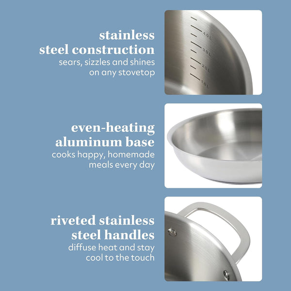 Sur La Table Kitchen Essentials Chef'S Deck 10 Piece Stainless Steel Non Toxic Pots and Pans Kitchen Cookware Set W/Triply Encapsulated Base - Induction Safe5