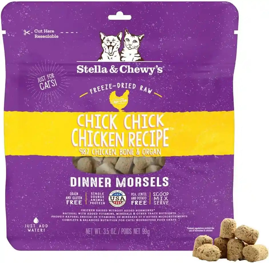 stella-chewys-freeze-dried-raw-cat-dinner-morsels-premium-chicken-recipe-with-98-cage-free-meat-organs-natural-grain-free-cat-kitten-food-made-in-usa-3-5-oz