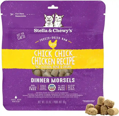 Stella & Chewy'S Freeze-Dried Raw Cat Dinner Morsels - Premium Chicken Recipe with 98% Cage-Free Meat & Organs - Natural Grain-Free Cat & Kitten Food - Made in USA - 3.5 Oz1