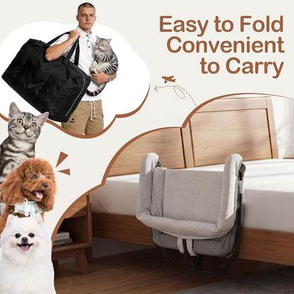 Bedside Dog Bed, Adjustable to Human Bed Height, 11-Inch Guardrail, Foldable & Portable Pet Bed Attachment, Improves Owner'S Sleep Quality, for Small Size Dogs (<40 LBS) & All Cats7