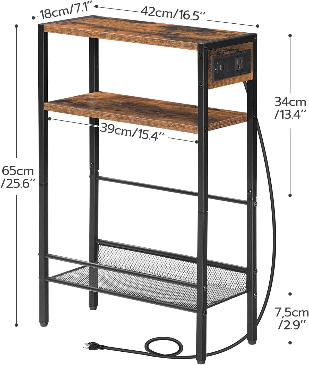 small-narrow-side-table-with-charging-station-skinny-end-table-for-small-spaces-slim-nightstand-with-usb-ports-outlet-sofa-beside-table-with-storage-shelf-rustic-brown-and-black-bf102ubz01