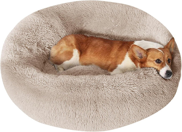JOLLYVOGUE Small Dog Bed, Calming Soft Anti-Anxiety Donut Cat Bed, Washable round Fluffy Cushion for Small and Medium Pets (20")61