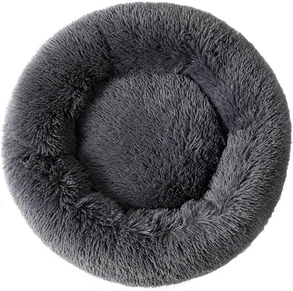 Calming Donut Cat Bed Dog Bed round Plush Pet Bed Fluffy Rabbit Cave Warm Dog Couch Non Slip Bottom for Pets Furniture up to 5KG9