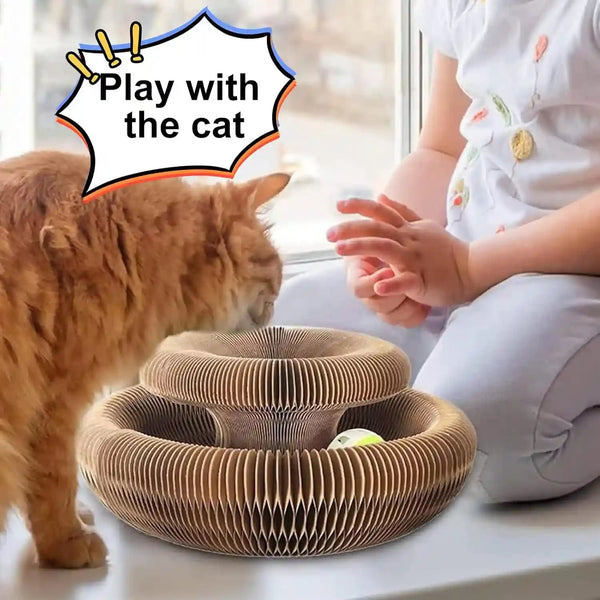 Kitty Curls Cat Toy,Foldable Magic Organ Cat Toy,Magic Organ Cat Scratcher Board,Foldable Recyclable Cat Accordion Toy for Indoor Cat Playing,Interactive Scratch Pad with Toy Ball8