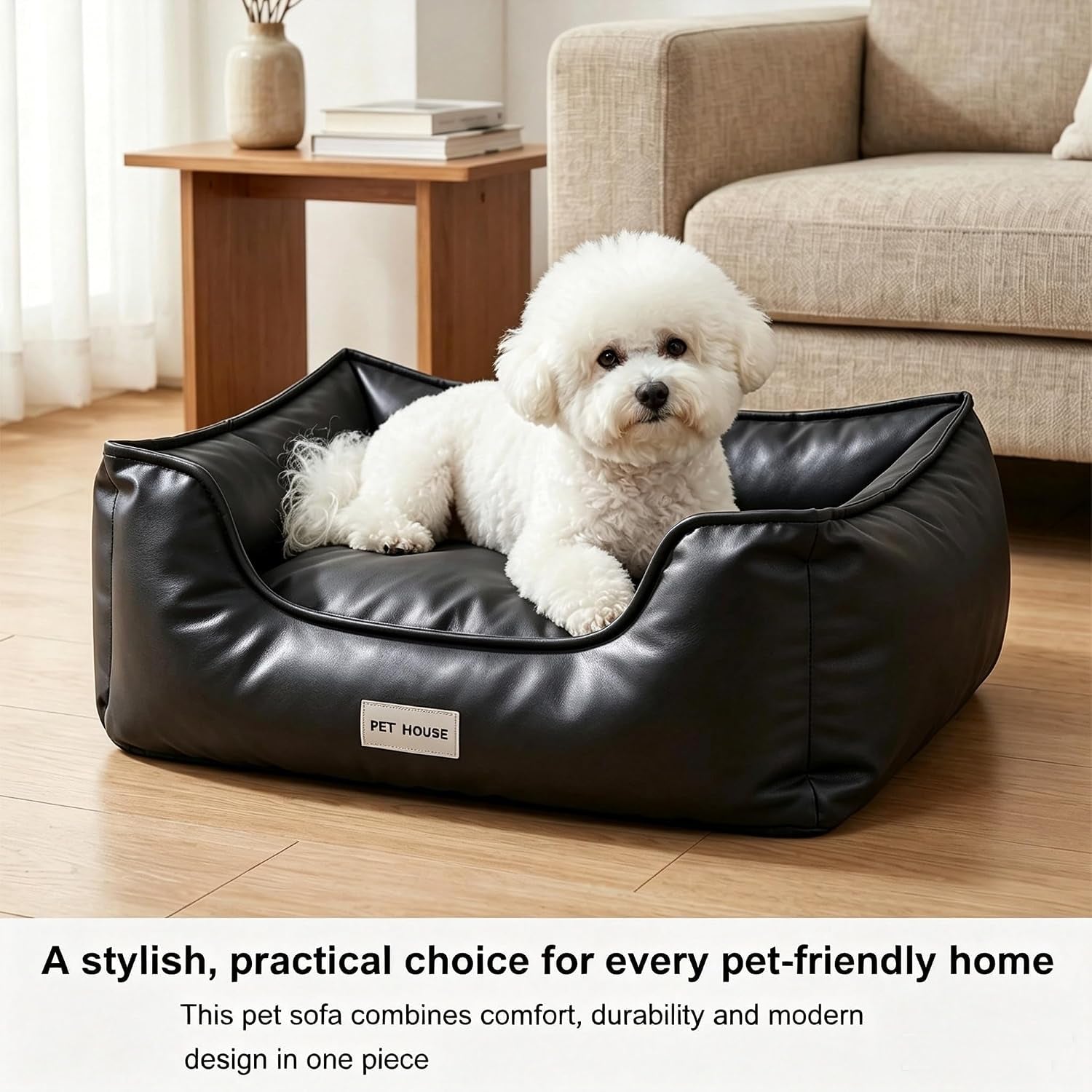 marchul-faux-leather-dog-bed-waterproof-cat-sofa-bed-with-non-slip-bottom-leather-dog-bed-washable-pet-couch-for-small-and-medium-dogs-cats-29-5-x-23-6in-black