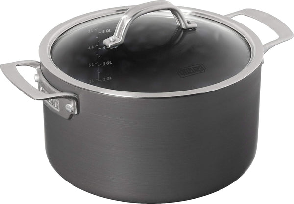 Viking Dutch Oven Non Stick, 6 Quart Hard Anodized Nonstick Cookware Pot with Glass Lid, Dishwasher and Oven Safe, Induction Ready, Gray1