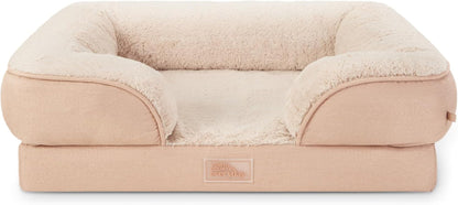 Town & Country Everyday Cuddletown Comfy Solid Bolster Sofa Pet Bed, Supportive & Calming Egg Crate Foam, Non-Slip Bottom, Machine Washable Cover, Grey, Medium 28"X23"X8"18