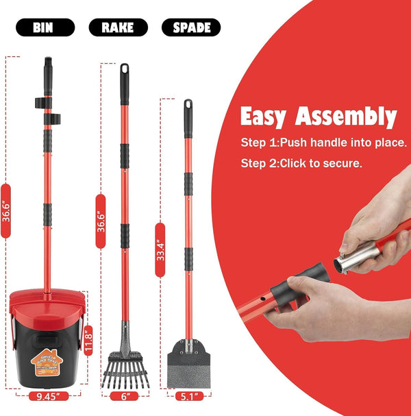 HUZSV Dog Pooper Scooper with Bag Attachment&Swivel Bin | Heavy Duty Metal Rake and Spade Set,Non-Breakable Poop Scoop for Large & Small Dogs ,100 Waste Bags for Grass, Dirt & Gravel7