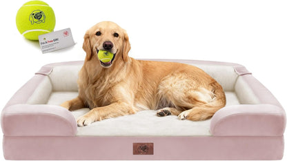 Waterproof Orthopedic Dog Bed for Extra Large Sized Dogs | Memory Foam Pet Bed Sofa with Bolster, Dog Couch with Washable Cover & Non-Slip Bottom, 42X30 Inch, Grey13