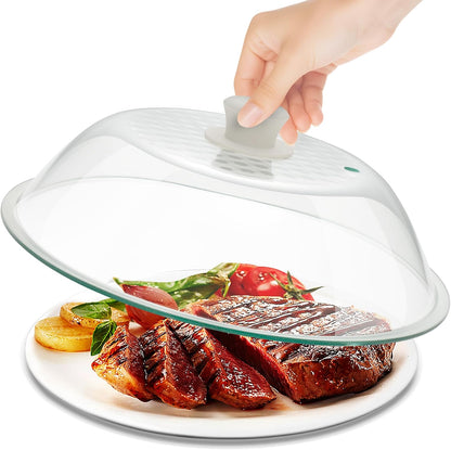 Lighter Weight Tempered Glass Microwave Splatter Cover - 11.5 Inch | Inner Diameter 10.6” - Heat-Resistant Durable Glass Lid with Vent, Silicone Knob, Dishwasher Safe, 100% Food Grade, BPA Free1