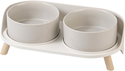 Elevated Ceramic Dog Bowl Set - Double Dog Feeding Bowls with Stand Splash Proof - Raised Dishes for Food and Water - Ideal for Small to Medium Dogs - 2 X 720 Ml - 11.3 Oz - White9