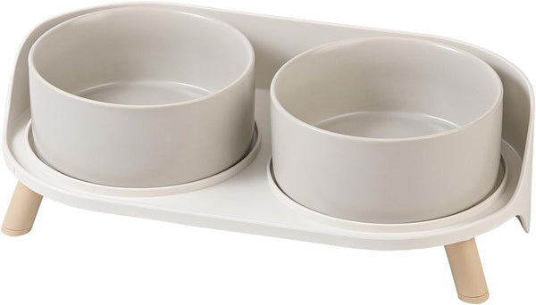 Elevated Ceramic Dog Bowl Set - Double Dog Feeding Bowls with Stand Splash Proof - Raised Dishes for Food and Water - Ideal for Small to Medium Dogs - 2 X 720 Ml - 11.3 Oz - White9
