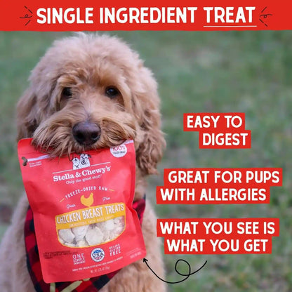 Stella & Chewy'S Freeze-Dried Raw Chicken Breast Dog Treats - Single Ingredient, No Additives - Premium Training Treats - Perfect for Picky Eaters - 2.75Oz Bag2