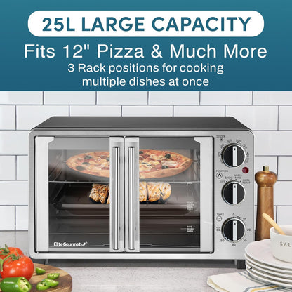 ETO2530M Double French Door Oven, 25L, 12" Pizza, Ss/Black | Bake, Broil, Toast & Keep Warm Functions - Great for Entertaining - Countertop Design2