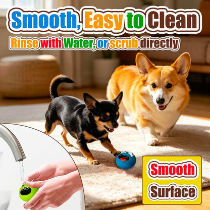 HOLYSTEED Latex Squeaky Dog Toys for Small Dogs, Mini Breed, 2.2" Flat Ball | 2.2"X2.2"X1.3" Soft Squeak Ball Flat , 4-Pack Smile Face Fetch Puppy Toys with Squeaker, Floating Pet Toy for Indoor, Outdoor5