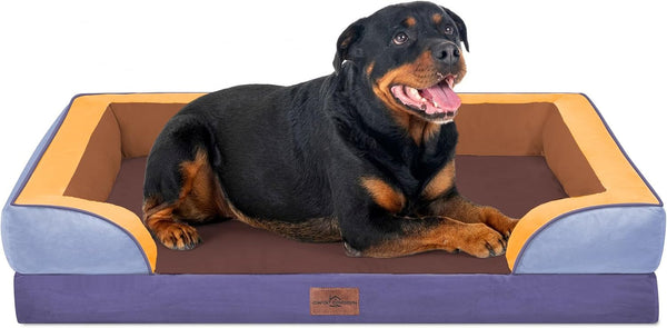 Comfort Expression Orthopedic Dog Bed for Extra Large Dogs with Bolster | Waterproof Dog Couch Bed with Washable Cover & Non-Slip Bottom, Supportive Egg Crate Foam XL Pet Bed, 42X30 Inch32