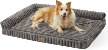 COZY KISS Ultra Soft Faux Rabbit Fur Dog Bed for Medium Dogs – 36"X27" Orthopedic Foam Couch, Removable Washable Cover & Waterproof Lining, Cream25