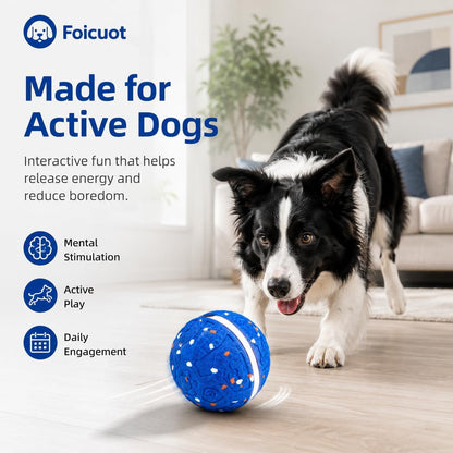 Interactive Dog Ball Toy[Newly Upgraded], Durable E-TPU Material, 3 Play Modes with Colorful Lights, E-TPU USB-C Rechargeable, IPX7 Waterproof Rating for Puppy, Medium and Large Dogs3