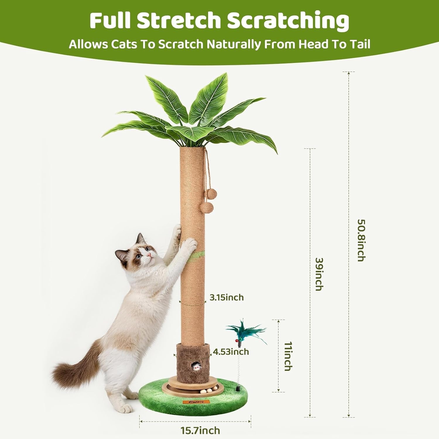 material-upgrade-famifit-50-8-plant-cat-scratching-post-tall-cat-tree-natural-sisal-rope-scratcher-with-solid-wood-ball-track-mouse-hole-interactive-design-for-indoor-cats-kittens