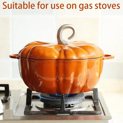 Pumpkin Dutch Oven Pot with Lid, with Lid and Cutlery, Enameled Cast Iron Dutch Oven, Pumpkin Cocotte, Serves 3-5, for Cooking, Porridge, Hot Milk, Stewing Soup, Etc. (Orange)2