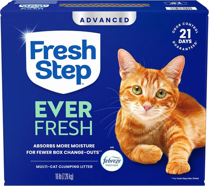 Fresh Step Advanced Ever Fresh Multi Cat Clumping Litter with Febreze Freshness, Ammonia Block Technology, Ultra Absorbent, 16 Lb. Box, Pack of 213