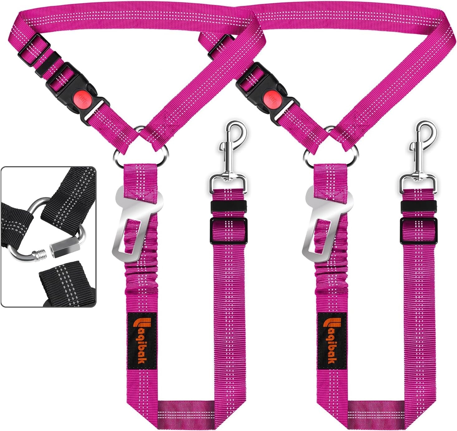 removable-dog-seat-belt-harness-for-car-3-in-1-pet-dog-car-seatbelt-leash-retractable-restraint-secures-to-vehicle-headrest-adjustable-reflective-bungee-dog-seatbelt-tether-blue-and-black-retractable-headrest-mounted-restraint-adjustable-reflective-bungee-dog-seatbelt-tether-blue-and-black