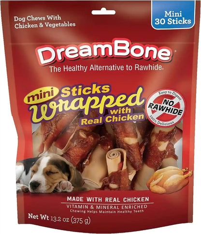 Dreambone Chicken Wrapped Mini Stick Dog Treats, Daily Rawhide-Free Chew, Digests Safely and Completely, with Real Protein, Chicken and Veggies, 15 Count11