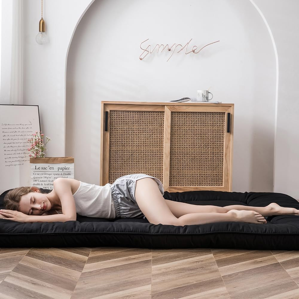 japanese-floor-mattress-4-thick-full-size-foldable-futon-mattress-sleeping-pad-foldable-roll-up-mat-boys-girls-dormitory-pad-kids-floor-lounger-black