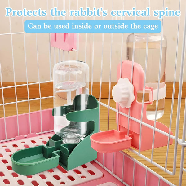 Kathson Rabbit Water Dispenser for Cage 17 Oz Hanging Guinea Pig Water Bottle No Drip Gravity Automatic Bunny Water Bottle No Leak Small Animal Water Bottle for Chinchilla Ferret Hamster（White）6