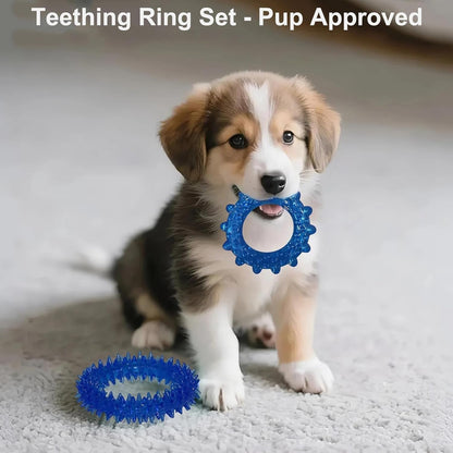 20 Pack Puppy Teething Chew Toys for Small Dogs, Bulk Dog Toys for Puppies | Mixed Blue Rubber Rings, Ropes & Balls, Puppy Teething & Dental Care, Relieves Puppy Boredom, Stops Destructive Chewing6