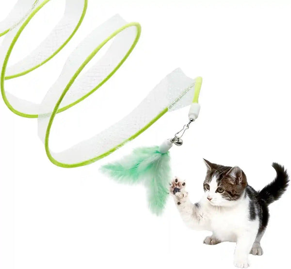 Self Play Cat Hunting Spiral Tunnel Toy, Folded Cat Spring Tunnel Toys for Indoor Cats (Green)6