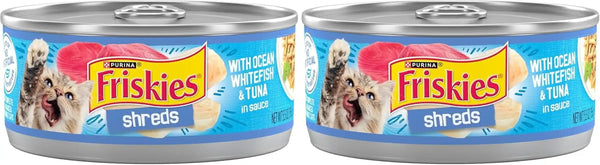 Purina Friskies Shreds with Ocean Whitefish and Tuna in Sauce Wet Cat Food - (Pack of 24) 5.5 Oz. Cans12